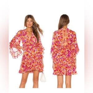 Misa Los Angeles Pink and Orange Floral Mini Dress